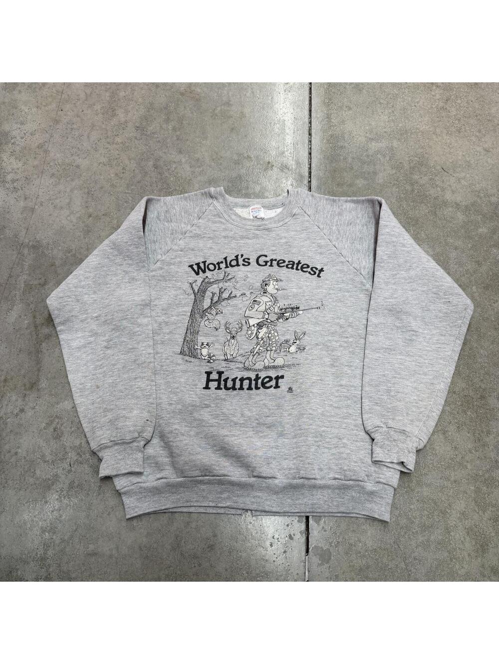 vintage worlds greatest hunter made in usa joke nature animal crewneck large